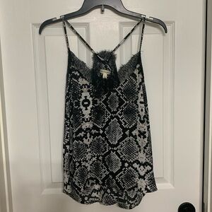 snake print lace tank top